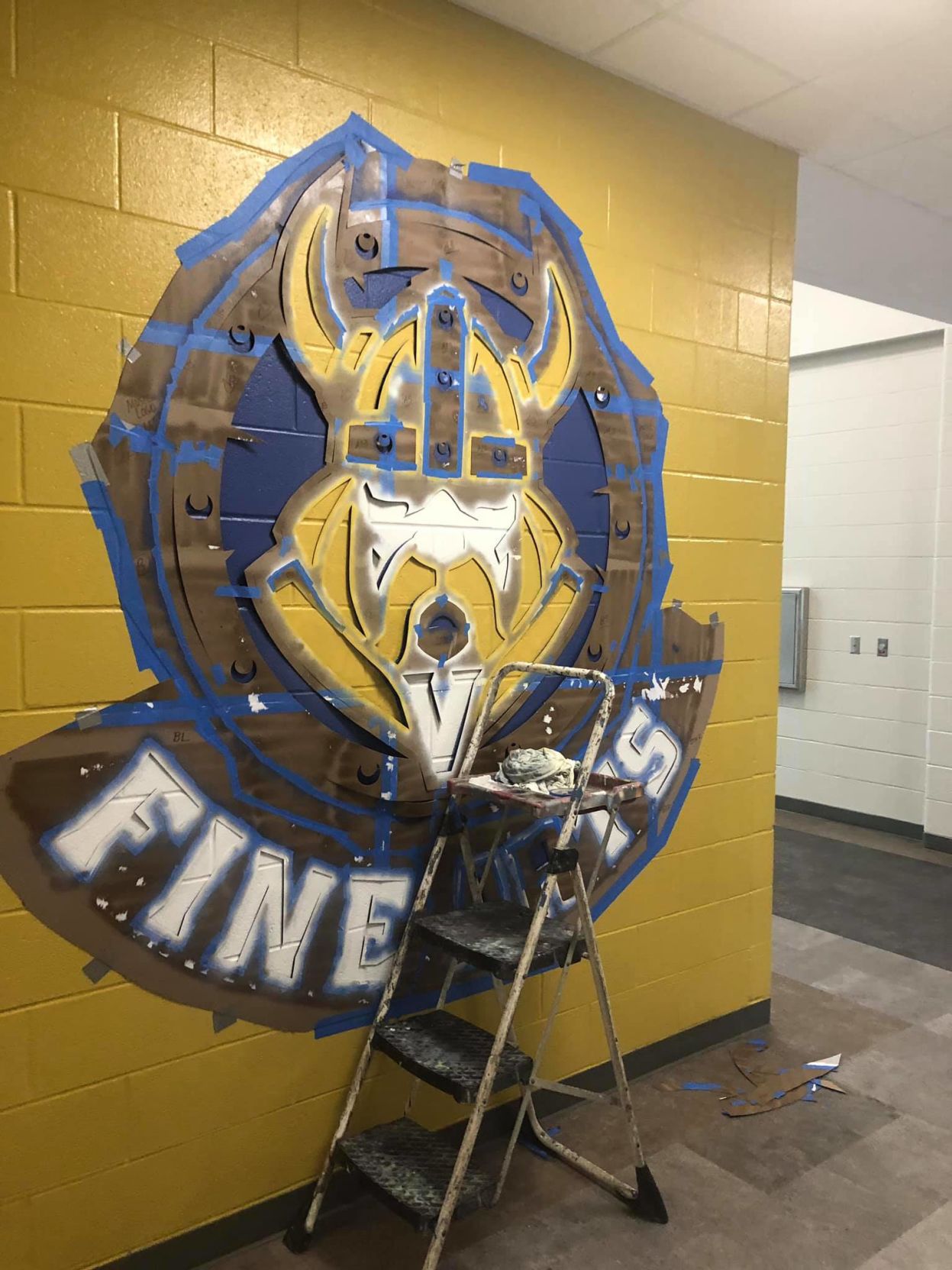 Adams Junior High mural in process